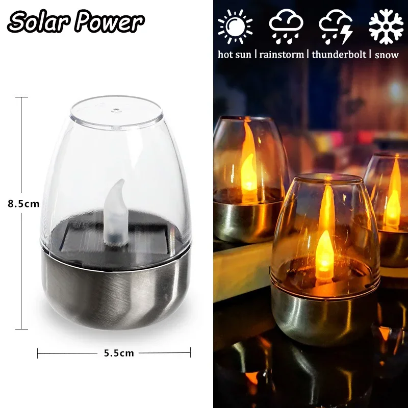 

Garden Solar lights outdoor patio LED stainless steel candle lights solar lamp lawn deck decorative night lights ambient lights