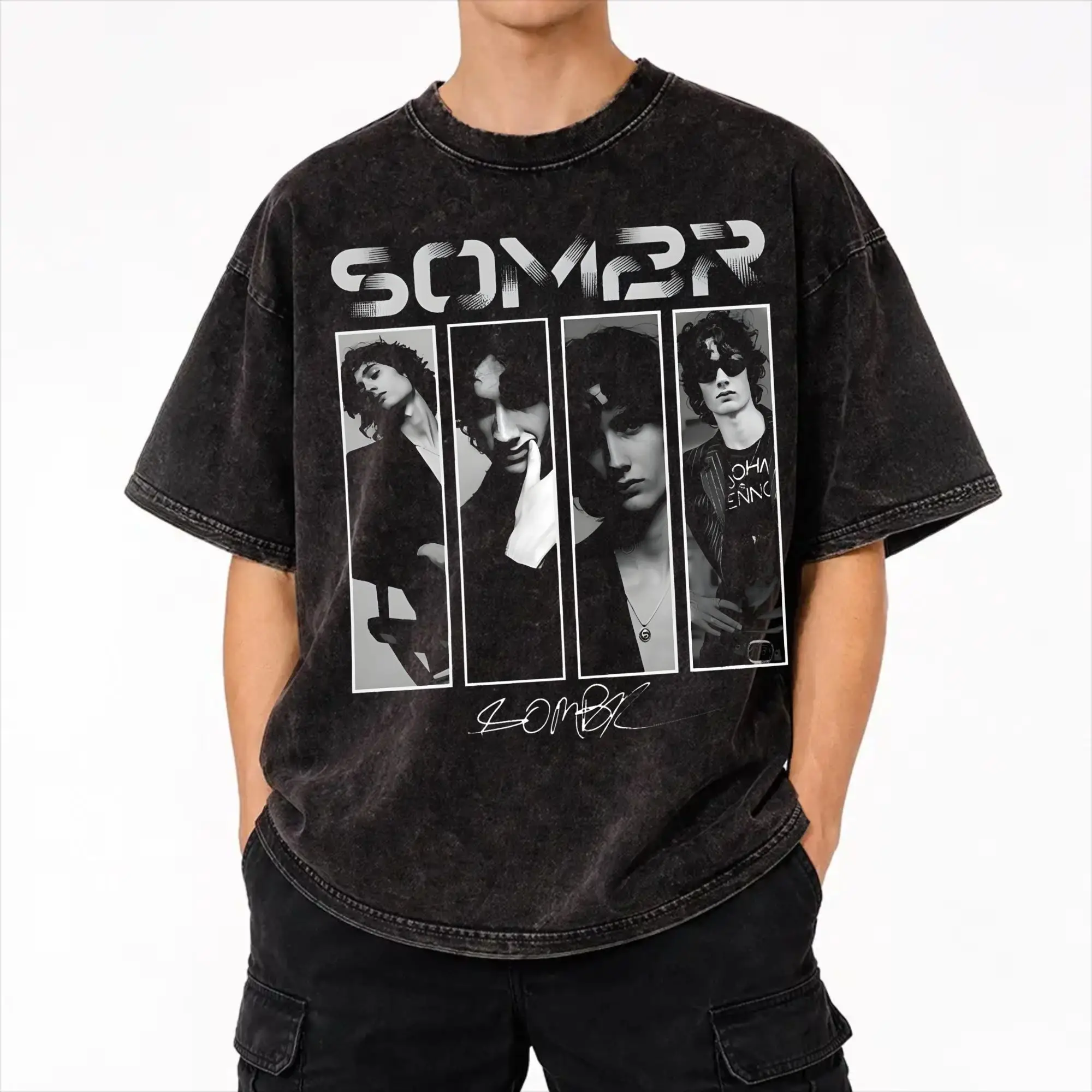 Sombr Youare The Reason World Tour 2026-2027 T Shirt Hip Hop Washed Cotton Oversize T-Shirt  Vintage Men Women Streetwear