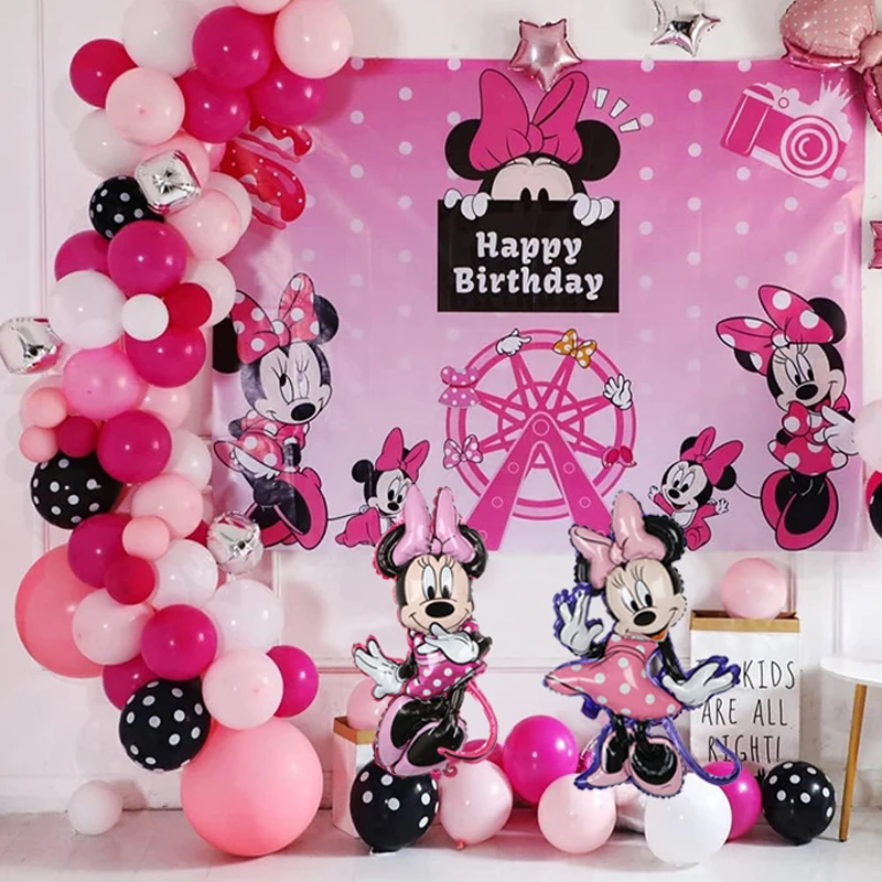 Disney Mickey Minnie Mouse Birthday Party Decorations Mickey Mouse Party Supplies Set for Girls Boys with Balloons Garland kit