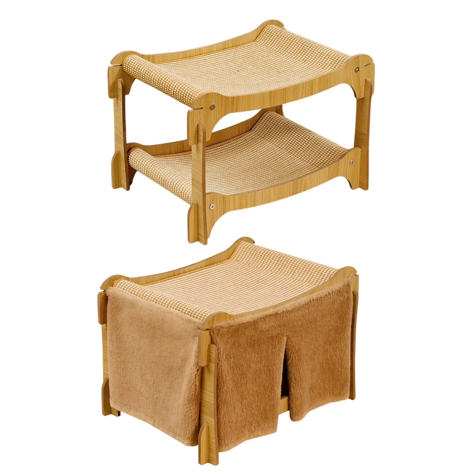 2 Tier Grinding Claw Furniture Protection Novelty Rest Nest Wear Resistant Wooden Comfortable Cat Furniture Pet Bed for Kitten