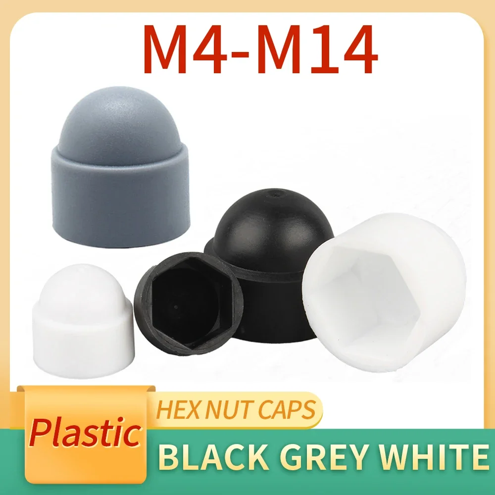 M4 M5 M6 M8 M10 M12 M14 Hex Nut Caps PE Plastic Hexagon Caps for Bolts Protect Nuts for Car Wheels Exterior Decoration