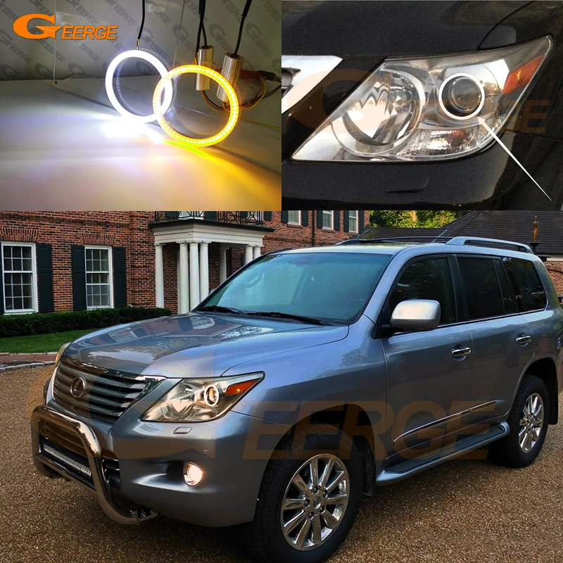 

For Lexus LX 570 LX570 2007 2008 2009 2010 2011 Ultra Bright Switchback DRL Day Light Turn Signal Led Angel Eyes Kit Halo Rings