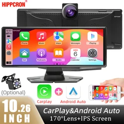 Hippcron 10.26"  Car DVR Carplay Android Auto Dashcam IPS Screen Front Camera 170° Voice Control Multimedia WIFI Video Monitor