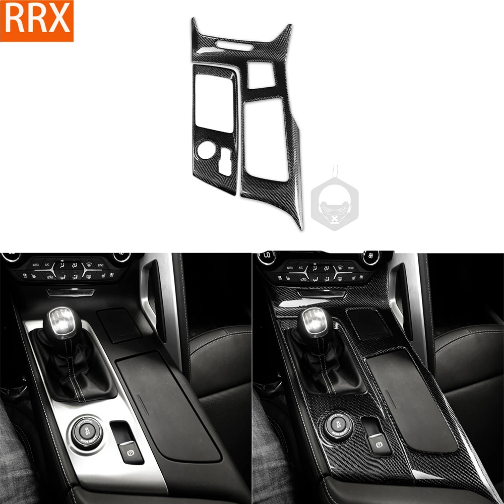 For Chevrolet Corvette C7 ZR1 Z06 2014-2019 Real Dry Carbon Fiber Center Gear Shift storage panel Car Accessories Decorative