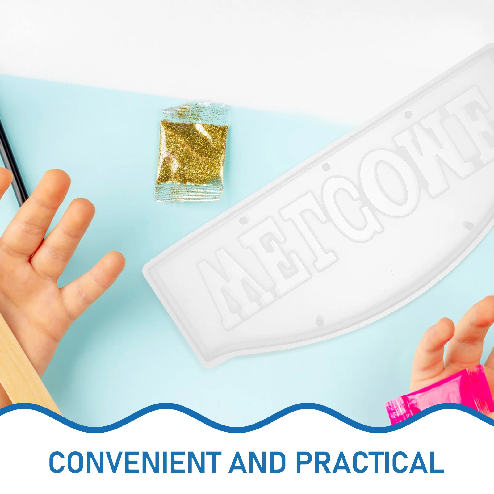 

Welcome Epoxy Mold Silicone Craft Making Mold Wear Resistant DIY Home Decor Welcome Sign Ornament Desktop Decoration Molds