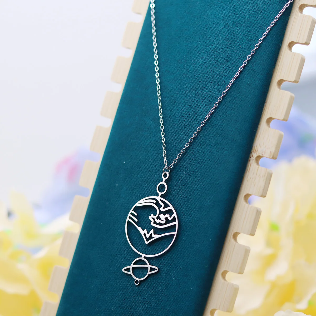 كينيتيال كوكب سماوي تحت عنوان قلادة قلادة النساء الفتيات الفولاذ المقاوم للصدأ الكون المختنق سلسلة عنق القلائد مجوهرات هدية #4