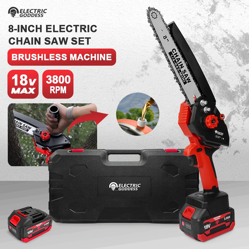 

EGOD 8-inch Garden Chain Saw Brushless Electric Chain Saw Outdoor Felling Electric Pruning Saw for Makita 18V Battery