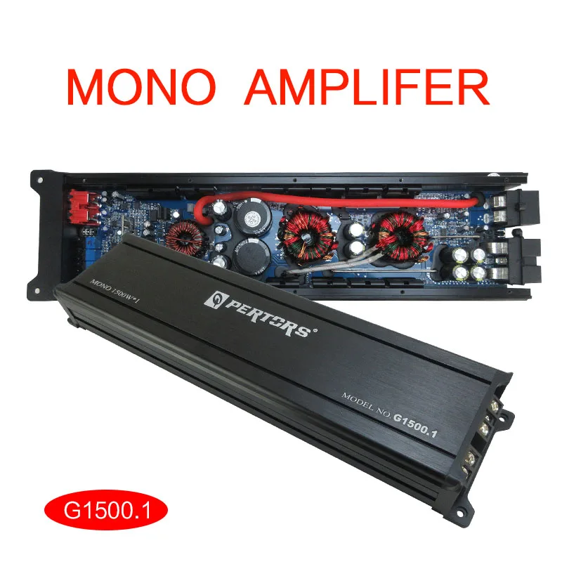 Aluminum casing G1500.1 Car Audio Amplifier Mono Amplifier Class D  1500W *1ch support 1Ω/2Ω/4Ω with Nickel-plated terminals