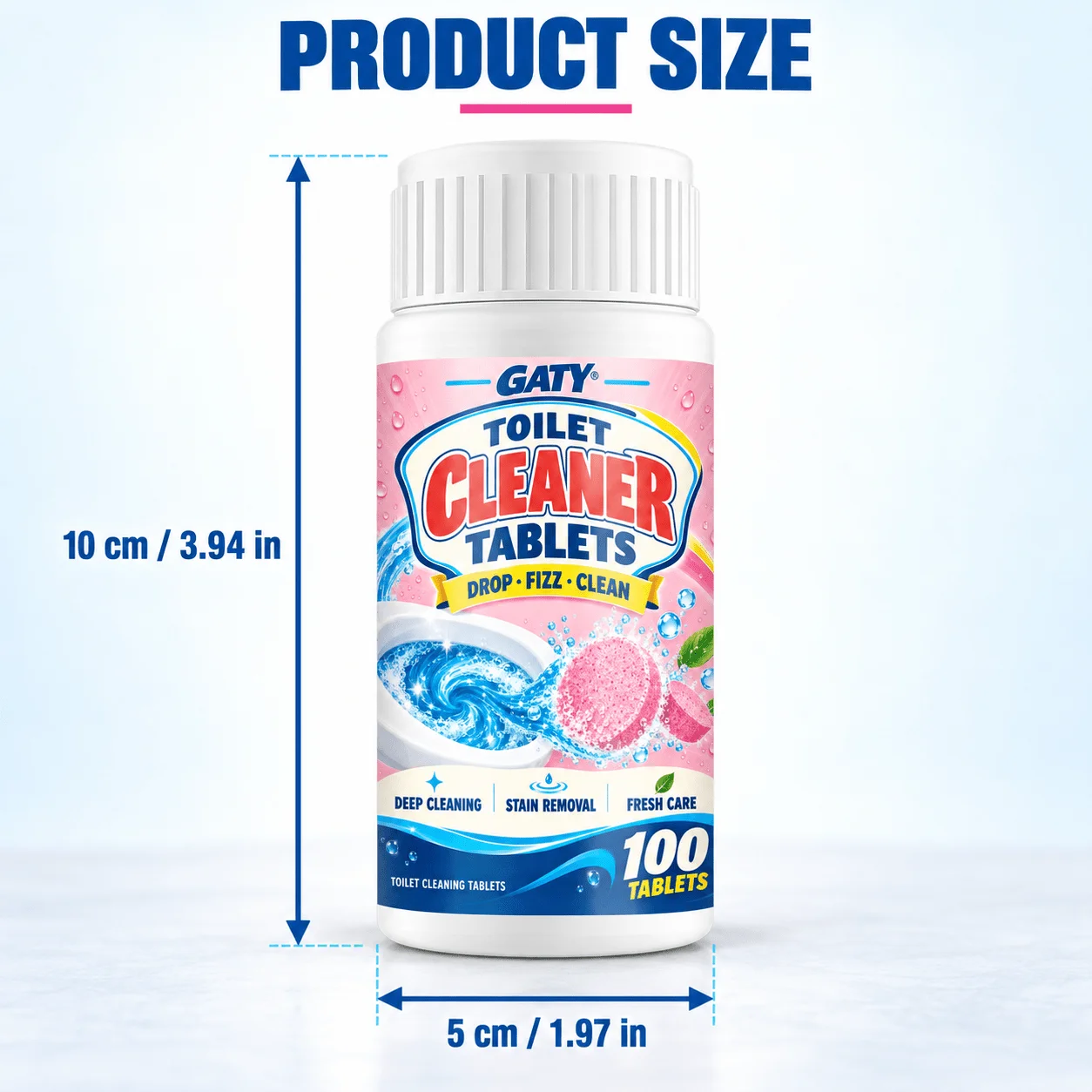 Toilettenreiniger in Form von Brausetabletten – sofort wirksam; löst Urinflecken und Kalkablagerungen; reinigt und neutralisiert Gerüche; für Toilettenbecken, Rand und Abfluss. – Detail 8