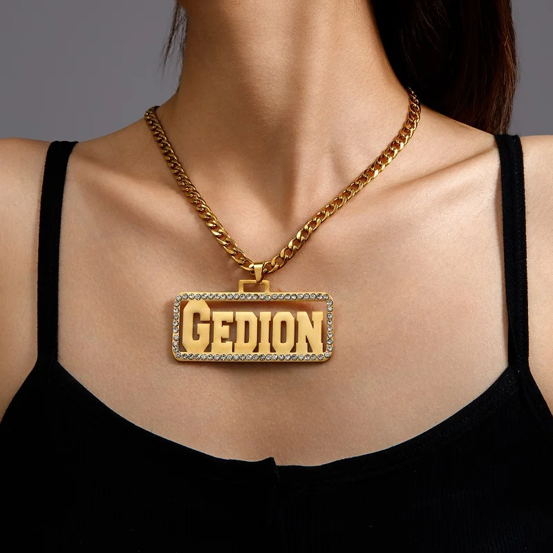 365 New Fashion Custom Name Pendant Necklace Stainless Steel Personalized 7cm Size Nameplate For Men Women Party Jewelry Gifts