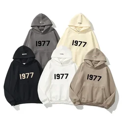 Heren En Dames Hoodies Modieus Bedrukt 1977 Hoed Met Lederen Label Casual Losse Hoodie Sport Hoodie Street Sweatshirt