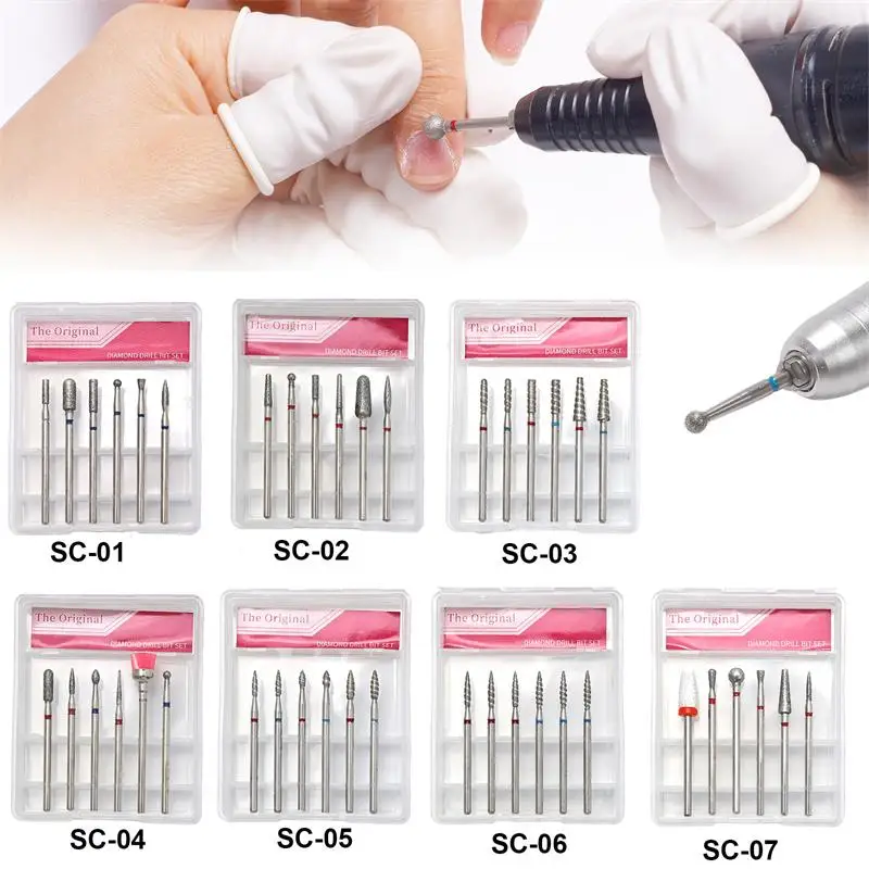 6 Teile/satz Nagel Kegel Spitze Diamant Bohrer Bits Elektrische Häutchen Rotary Maniküre Nagel Bohrer Bits Pediküre Schleifen Kopf Sander Werkzeuge