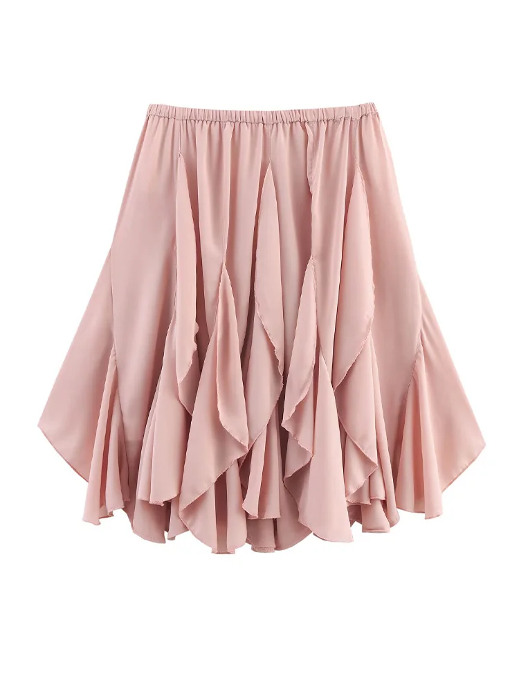 

2025 Women's Clothing New European and American style slim high waist irregular layered decorative skirt