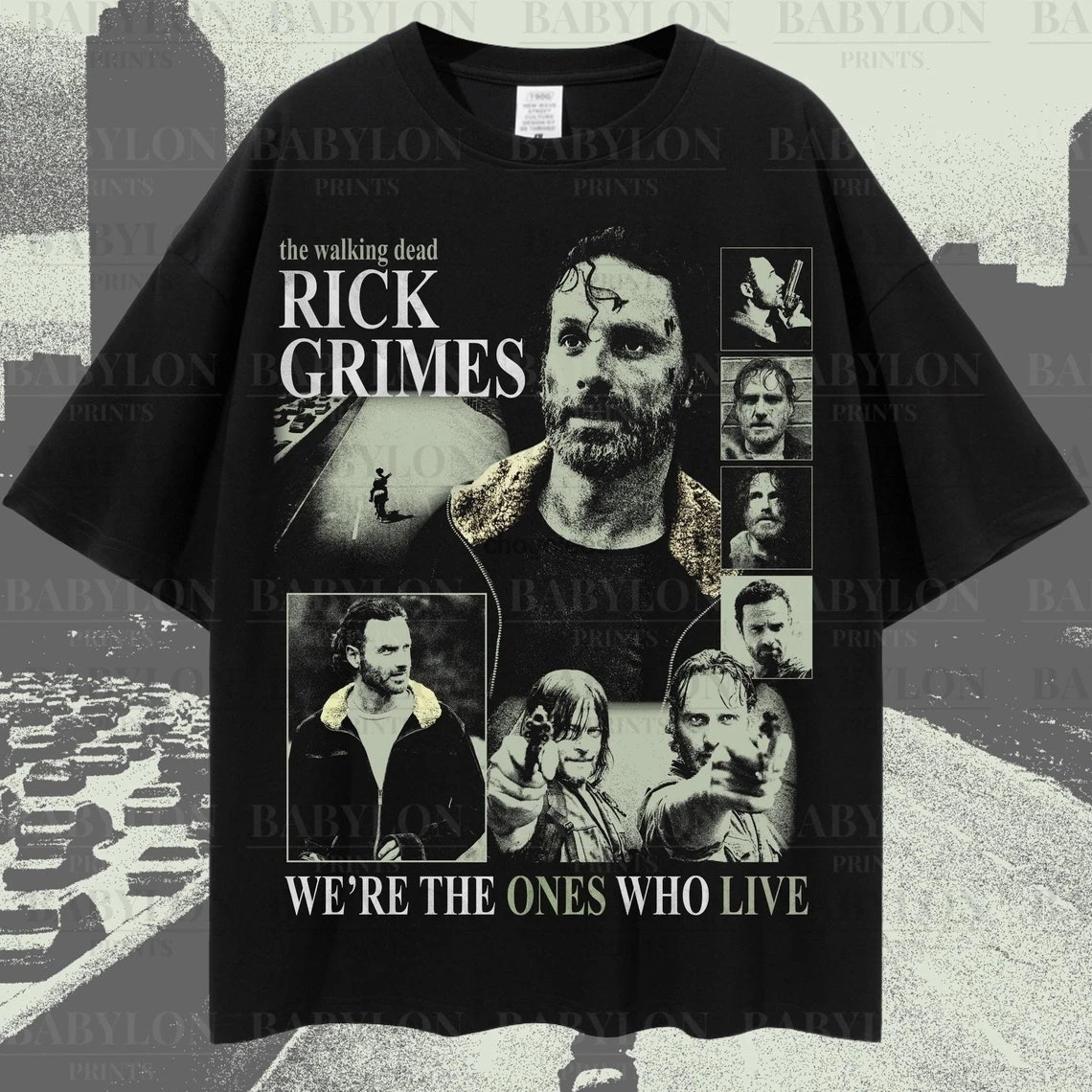 تي شيرت كبير الحجم للمشي Dead Rick Grimes تي شيرت بقلنسوة TWD Daryl Tee Merch Carl