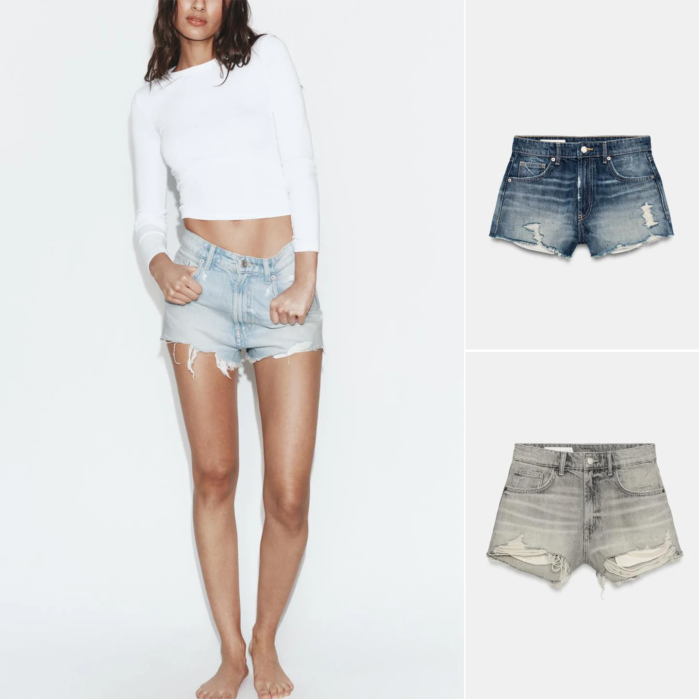 Spring Summer New Women's Classic Retro Fashion Hole Decoration High Waist Denim Shorts Multi Color Slim Fit Polyester Fiber