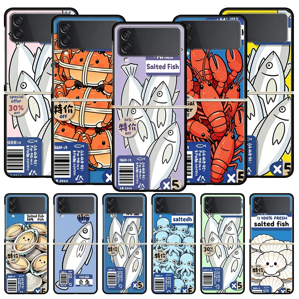 Discounted Salted Fish Phone Case For Samsung Galaxy Z Flip3 Flip4 Flip5 Case Shell For Z Flip 3 4 5 6 7 Hard Folding Cover