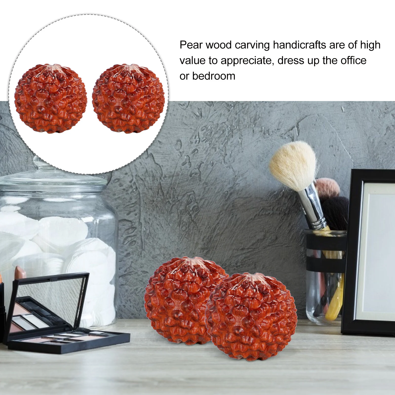 

2Pcs Huanghuali Handheld Massage Balls Chinese Wenwan Hand Massage Ball Acupressure Stimulate Blood Circulation Relieve Fatigue