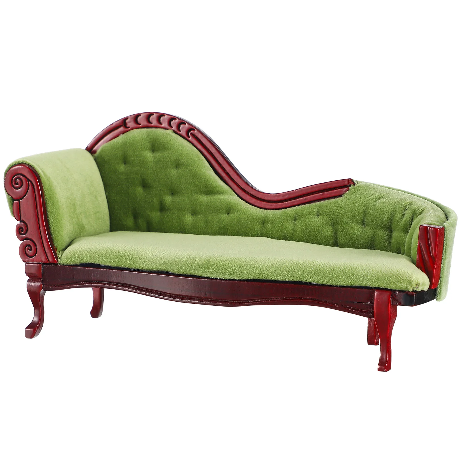 House Princess Couch Miniature Sofa For Decoration Ornament Lounge Model Accessories Micro Furniture Toy Green