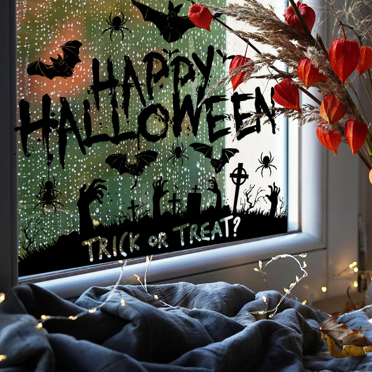 Halloween Stickers for Window Decoration Grim Reaper Witch Ghost Wall Sticker Halloween Decoration Bat Decal Party Supplies