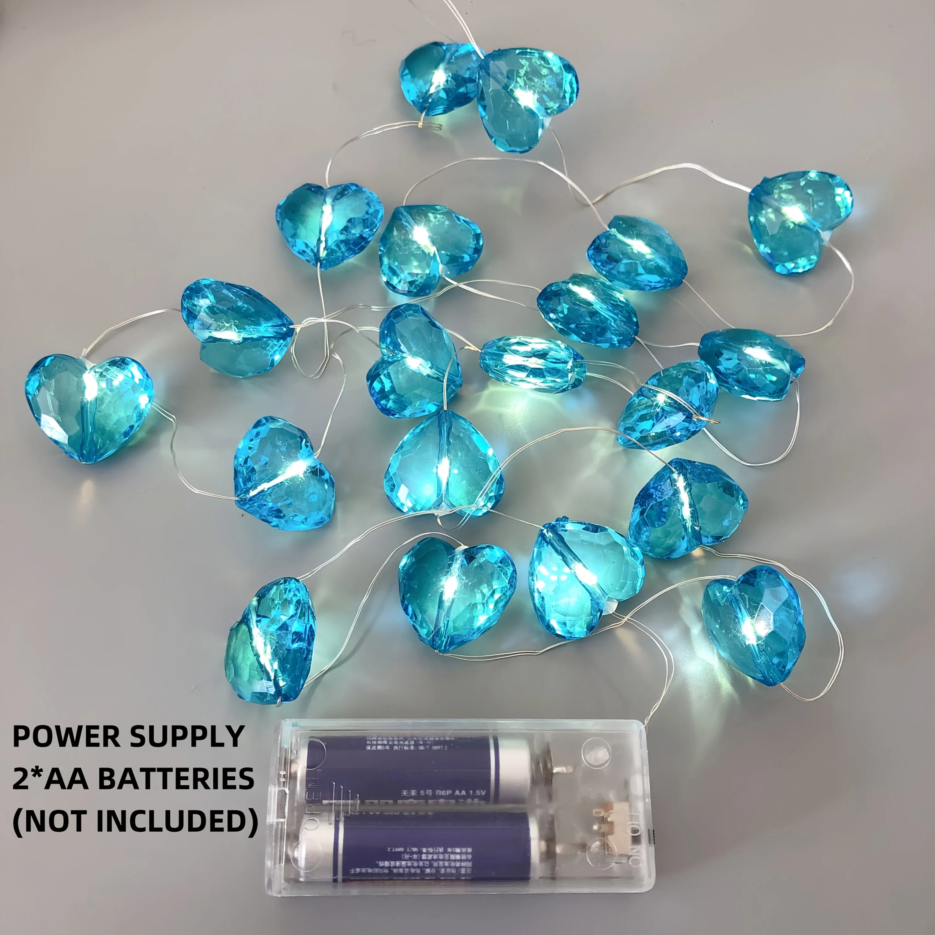 2-Pack Heart Fairy String Lights 30 LEDs Acrylic Crystal Warm Light Christmas Valentines Day Birthday Decor Garland Gift for Her