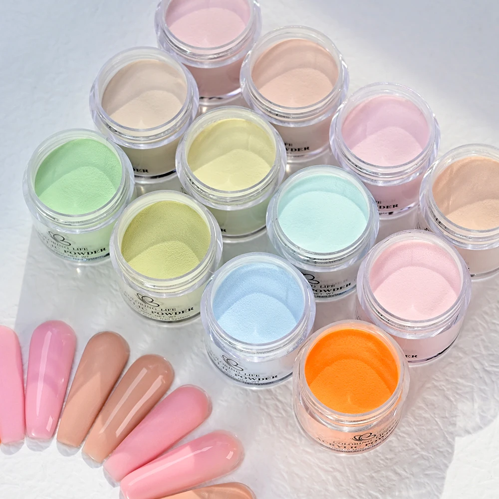 12 vasetti di polveri di cristallo per nail art Rinforzo per intaglio esteso 3 in 1 Polvere di cristallo speciale Polvere per intaglio di unghie di cristallo colorato