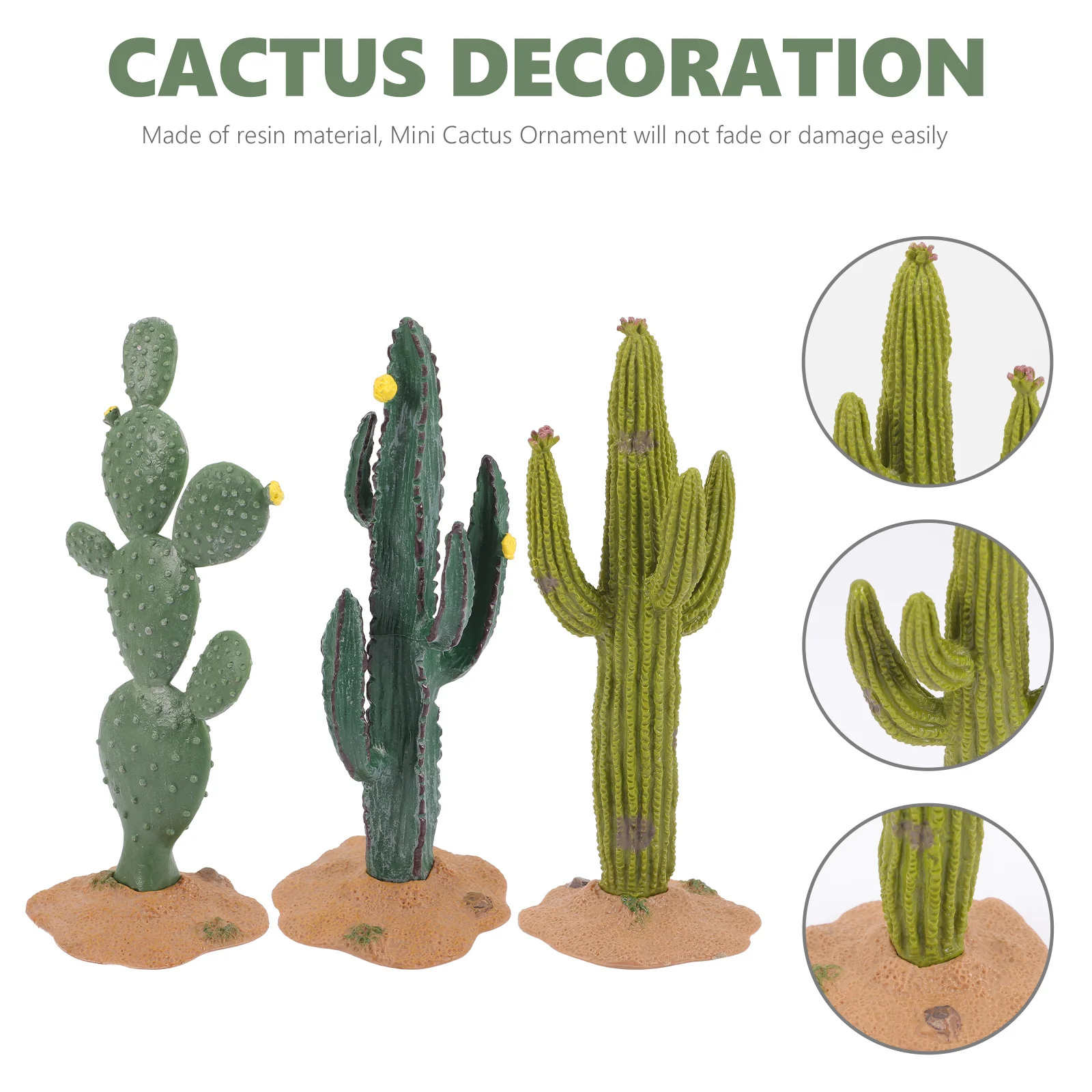 Estatua de 3 uds., decoración de Cactus simulado, plantas de terrario infantil, microadorno de paisaje de ratán de Pvc sintético