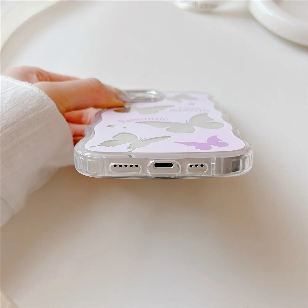 Water ripple phone case for Apple iphone 14 pro max 11 12 13 pro max cases Fashion mirror butterfly soft protection Cover capa