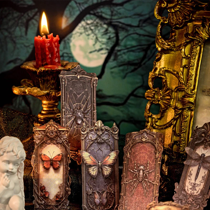 

20 pieces of embossed sticky notes and stickers for the Dark Legend series, dark style handheld tent DIY base decoration