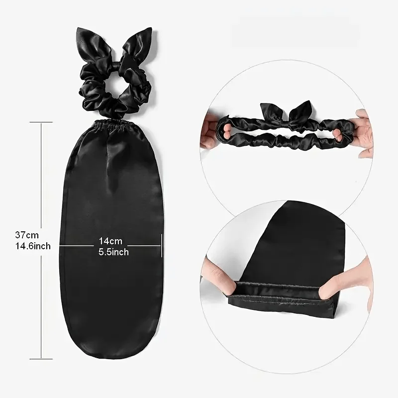 Cute Rabbit Ear Headbands for Women Girls Knot Hairbands Satin Bunny Elastic Head Bands Ponytai Headwrap Bowknot Hair Accessory image 4