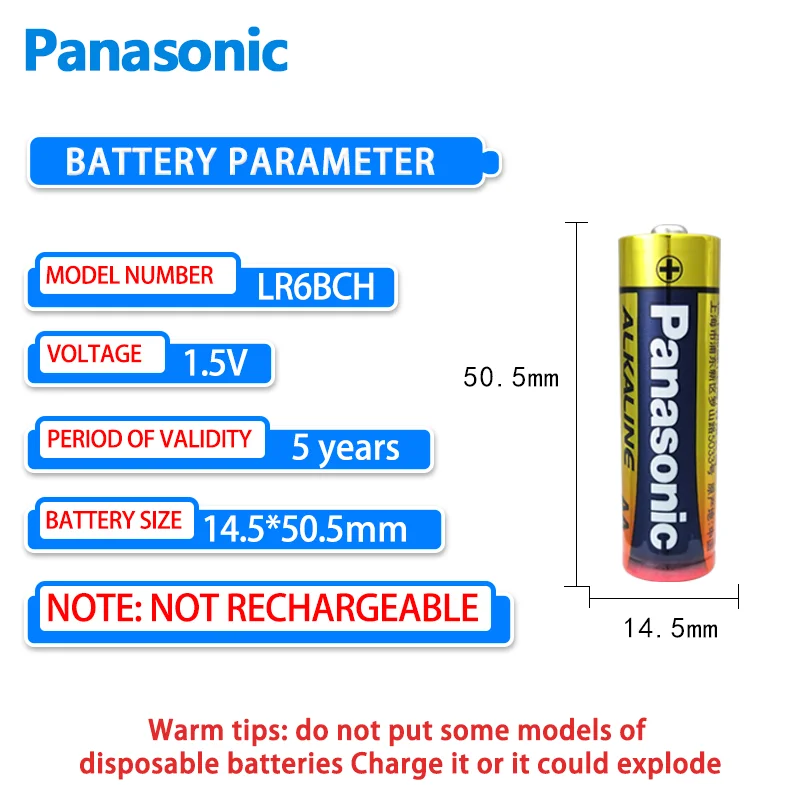 Panasonic LR6 AA-alkalinebatterij Krachtige speelgoedauto-wekker Draadloze muis Toetsenbordbatterij LR6BCH