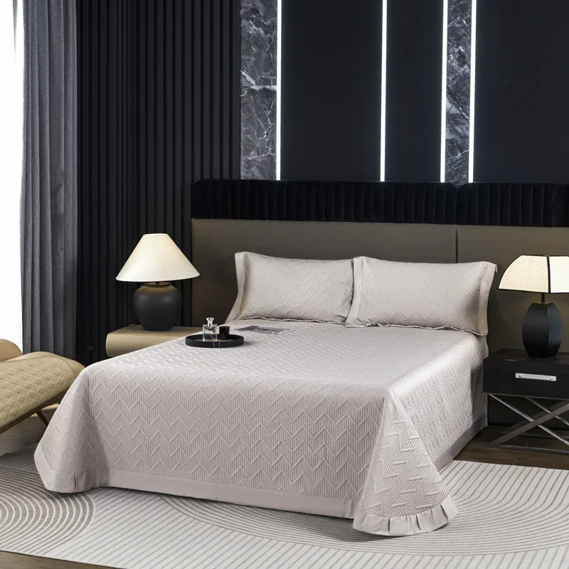 Luxury 100% Long Staple Cotton 3PCS Bedspread Set | High Thread Count Sateen Quilt | All-Season Quilted Bed Cover with Ruffles