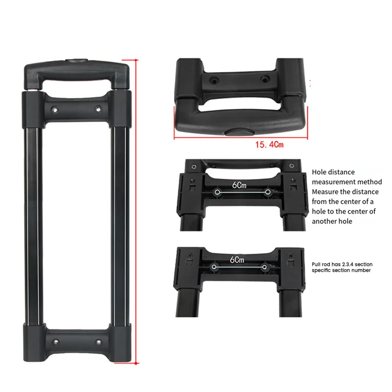 ABQR Valigia telescopica Borsa per bagagli Parti Trolley Valigie Aste telescopiche di ricambio Maniglia per bagagli Parte di riparazione corta