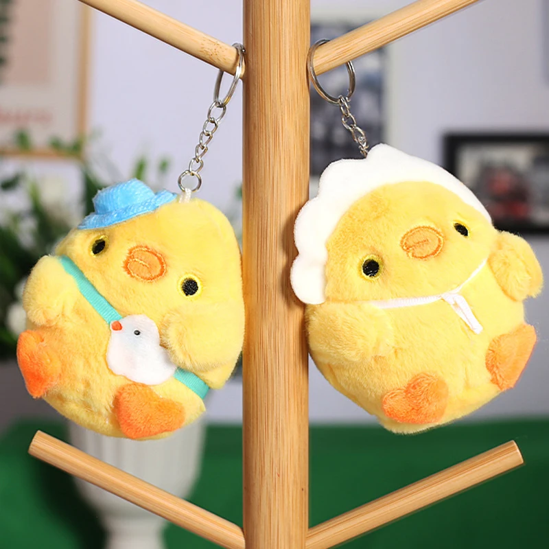 Cartoon Plush Little Yellow Chicken Toy Doll Keychain Pendants Lovely Mini Chicken Bag Keychain Pendants Cute Plush Toys Pendant