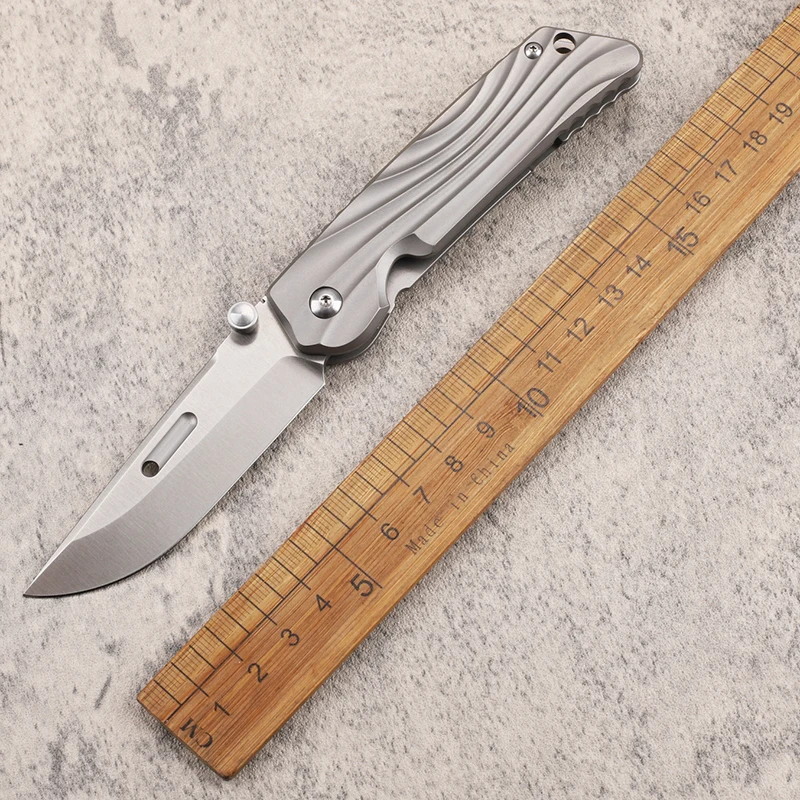 

TC4 Titanium Alloy Folding Knife AUS-10 High Hardness Steel EDC Portable Camping Tool Outdoor Fruit Tool Knife