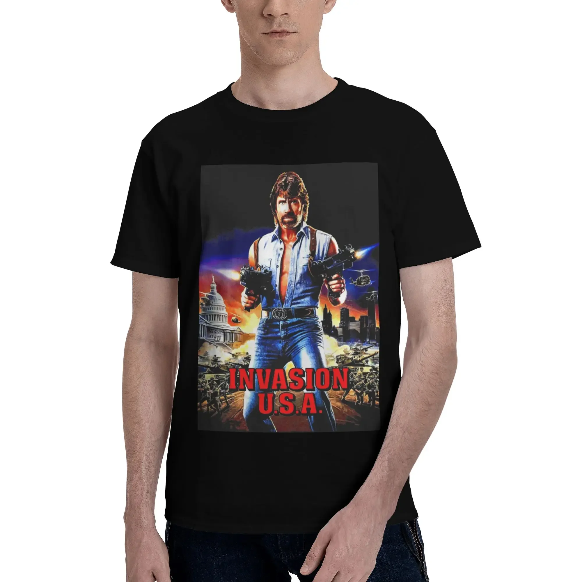 Invasion USA Active Essential Chuck Norris 100% Cotton T-Shirt Men's Funny T Shirts Men O-Neck Short Sleeve S-6XL