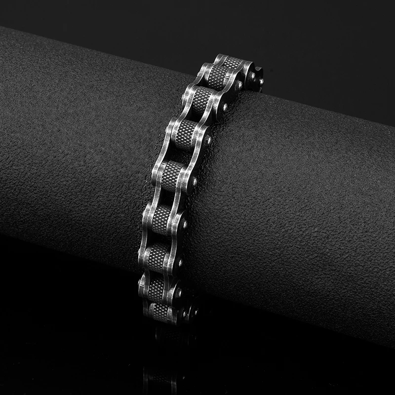 MKENDN Punk Men Biker Chain Bracelet Motorcycle Bicycle Style Chain Link Bracelets Male Stainless Steel Bangles Jewelry