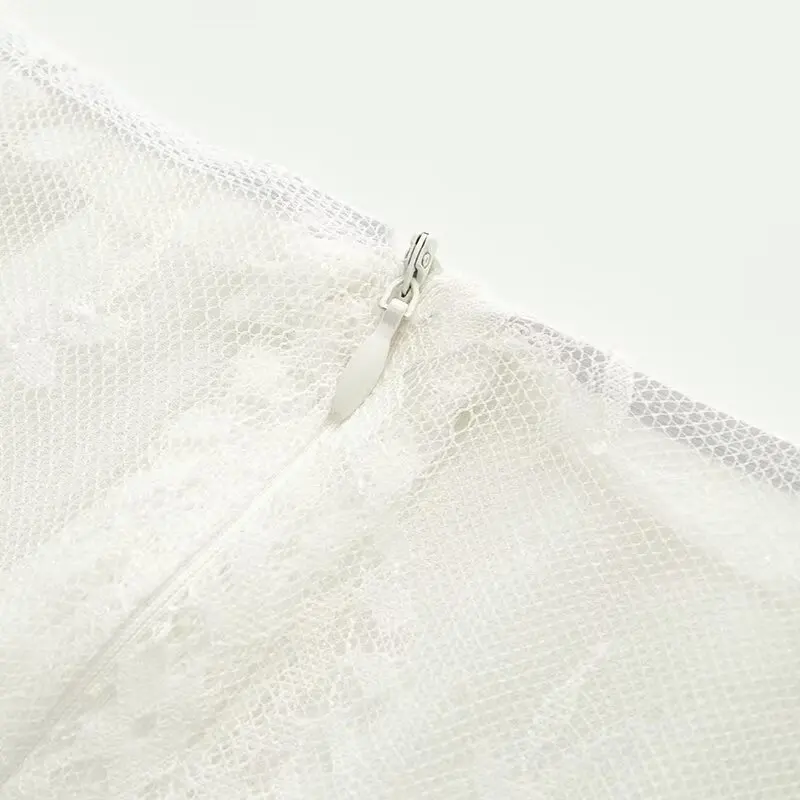 ZBZA Women's White Lace Long Skirt Set Sexy Sheath Vest Top High Waist See Through Lace Skirt Set Party Evening Dress Skirt Set