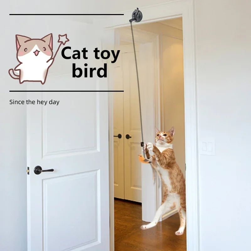 Simulation bird Cat Toy Retractable Hanging Door Type Cat Scratch Rope Mouse Funny Self-hey Interactive Mouse Toy Pet Supplies