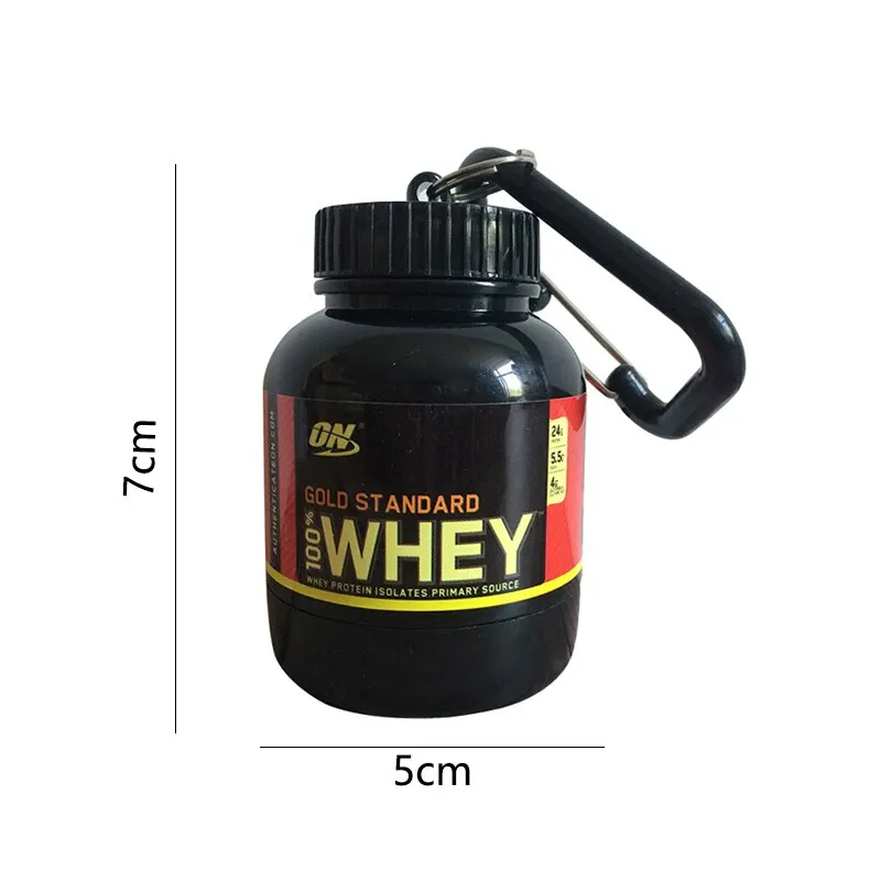 Portable Protein Powder Bottle Medicine Powder Bottle Carabiner Bucket Powder Box Mini Portable Keychain One Cup