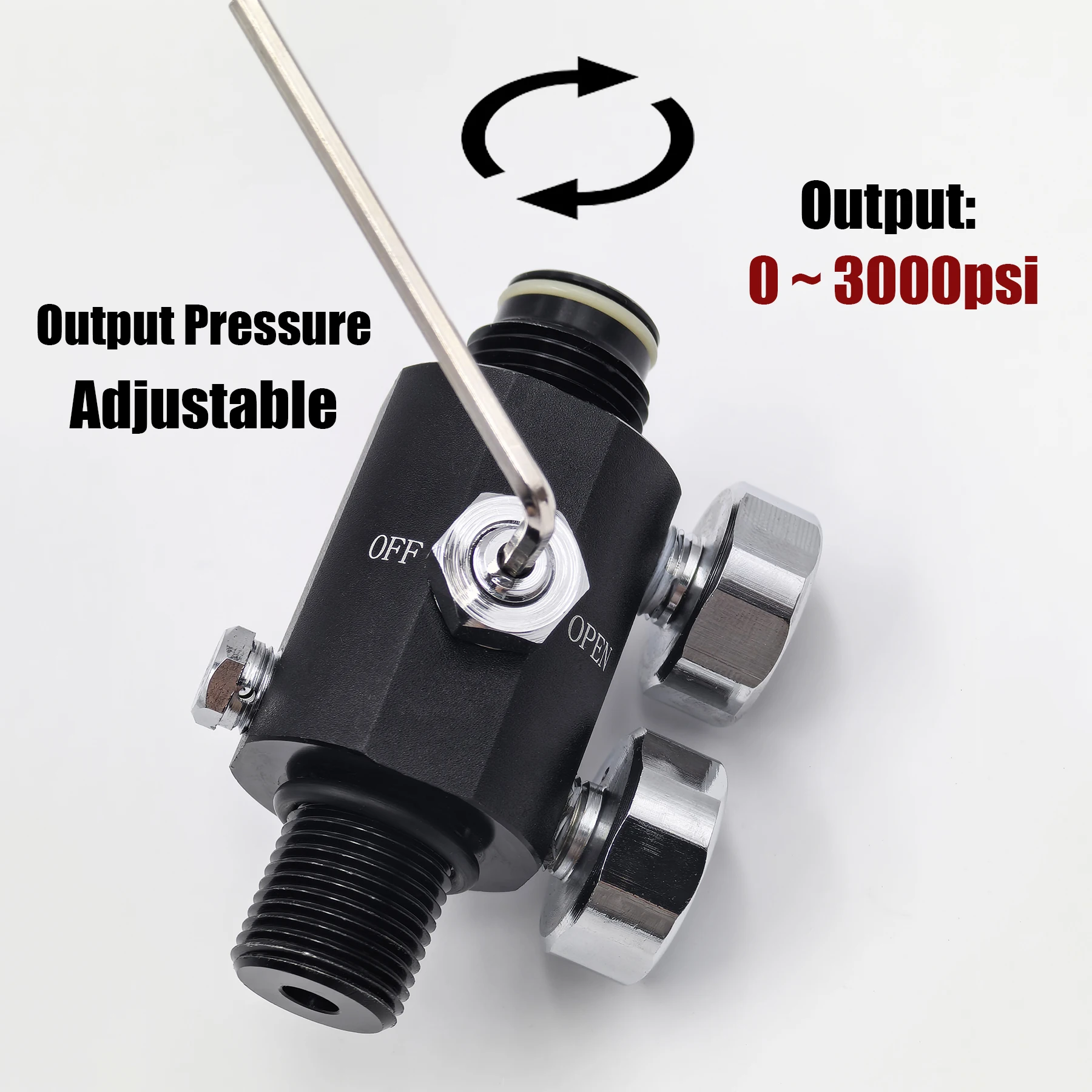 Regulador HPA ajustable, estación de llenado de válvula de aire neumática de doble calibre, salida regulada de 0 a 3000psi, M18 x 1,5, 5/8 \