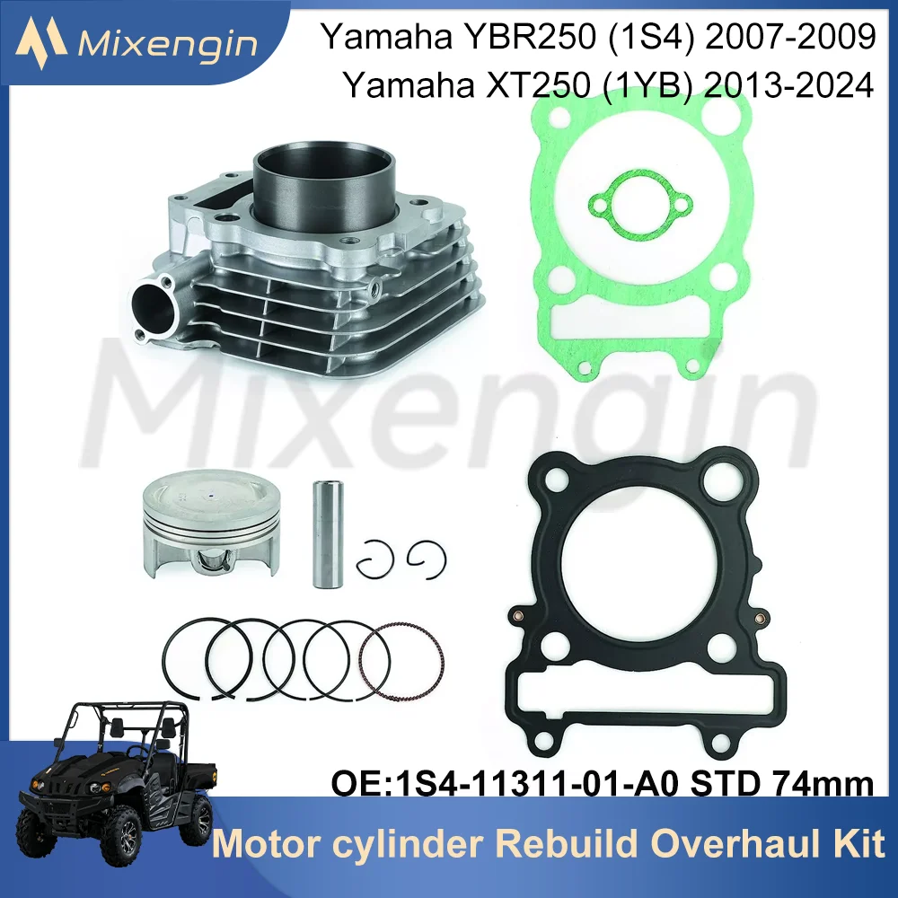 

STD 74mm ATV 249cc For Yamaha YBR250 XT250 XTZ250 1S4-11311-01-A0 2007-2023 Motor Cylinder Piston Gasket Rebuild Overhaul Kit