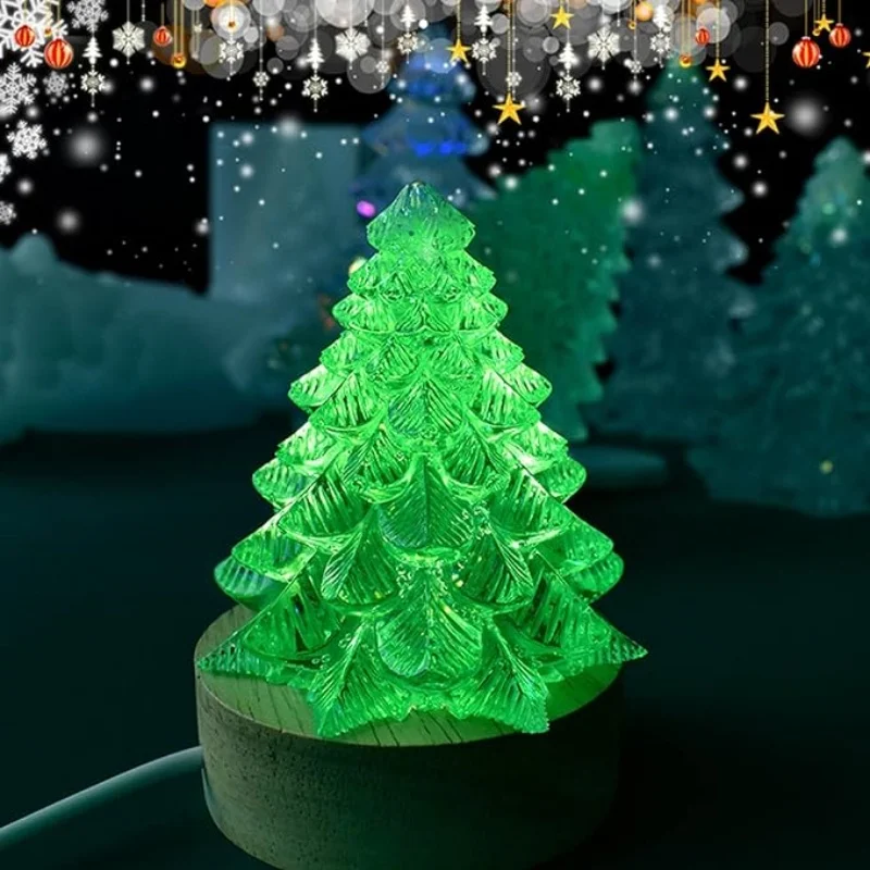 DIY 3D Christmas Tree Candle Silicone Mold Crystal Candle Holder Decoration Desktop Ornament Resin Mold Home Handicrafts Casting