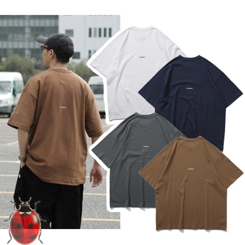 

2024 Solid Color WOODENhea T-shirt Back Embroidery Logo Tee Men Women High Quality Slightly Loose Short Sleeve T Shirt Japan