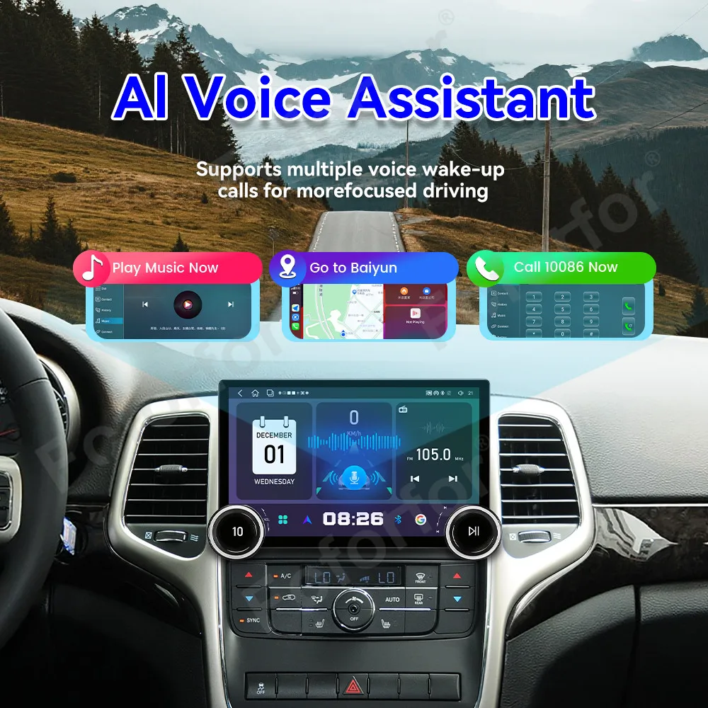HD Touch Screen Android 15 11.5 Inch Wireless CarPlay GPS Navi Car Stereo Head Unit For Jeep Grand Cherokee 2008-2012