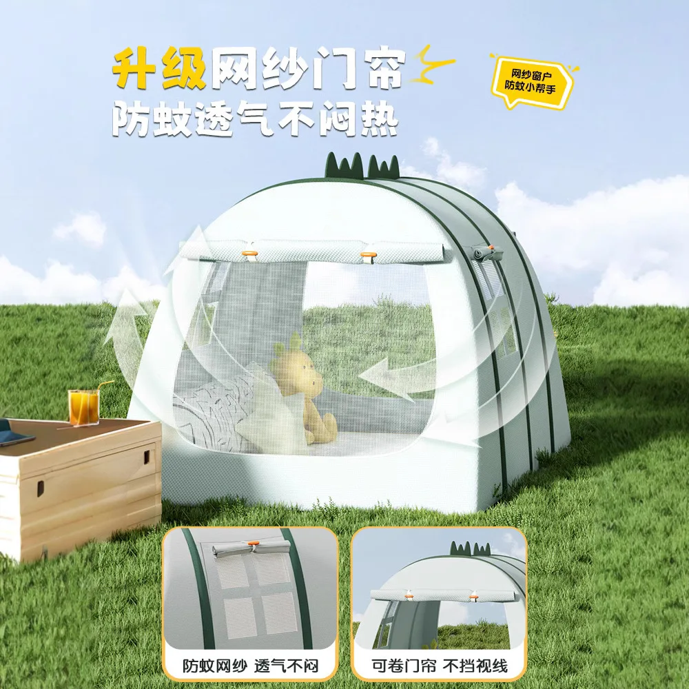 Tenda per bambini Casa giocattolo portatile Giochi per ragazzi e ragazze Tenda antizanzare Piscina con palline Apertura rapida Piccolo dinosauro giocoso