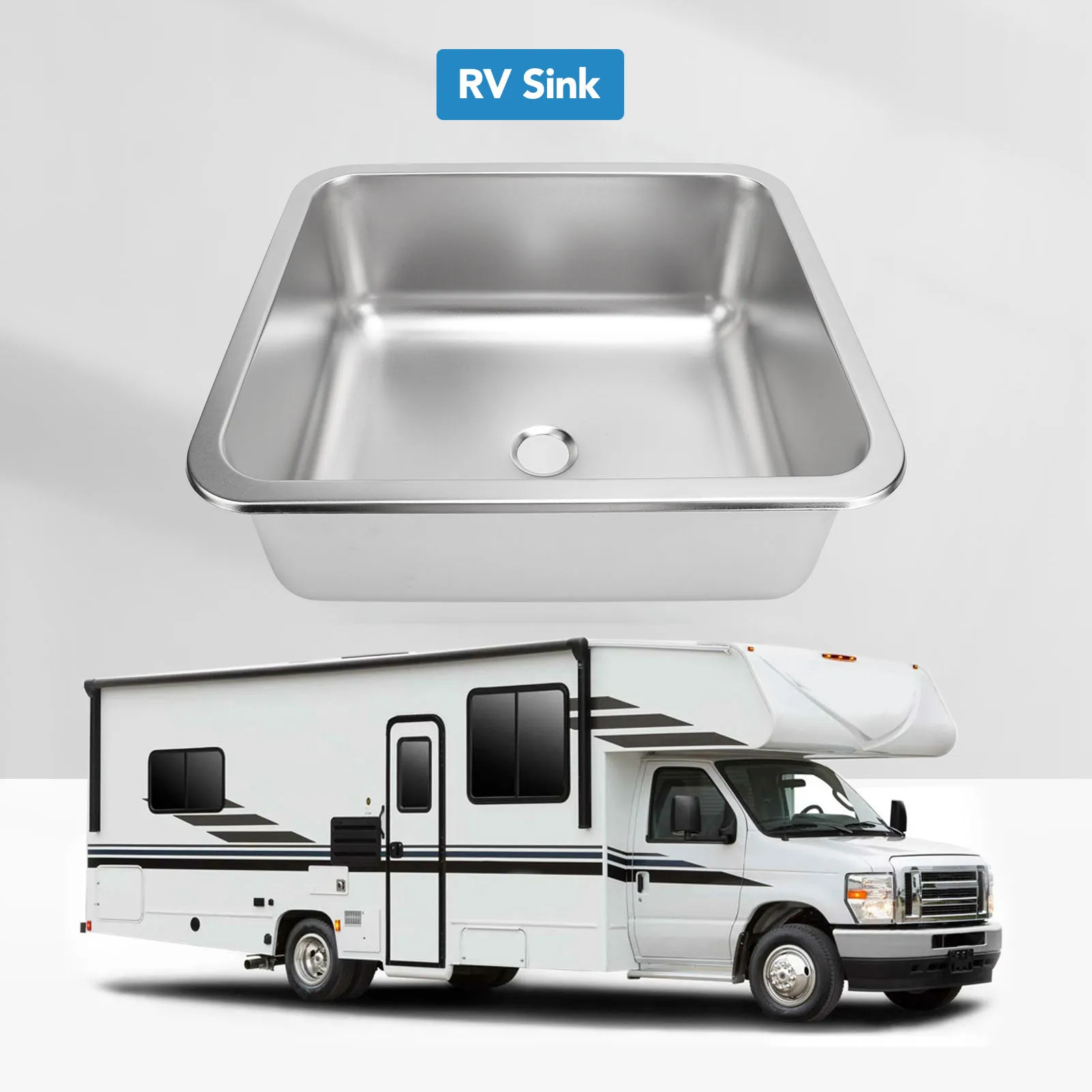 

Kitchen Wash Sink Versatile Efficient Drainage Large Capacity RV Kitchen Sink 304 Stainless Steel Scratch Resistant for Camper