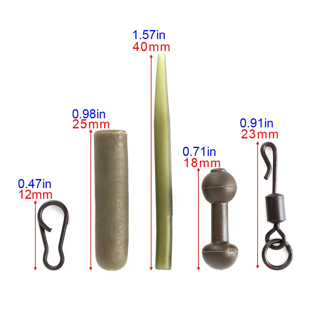 10 Sets Carp Fishing Rig Kit Fishing Swivel Snaps Fishing Helicopter Rig Hook Sleeve Fishing Accessories