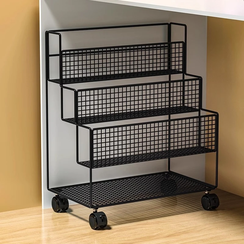 mobile-under-desk-storage-cart-with-wheels-multi-layer-book-organizer-office-file-storage-rack