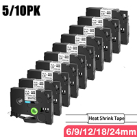 5/10PK Heat Shrink Tube Tape Compatible for Brother Hse-231 6/9/12/18/24mm Tapes for Brother Ptouch Printer