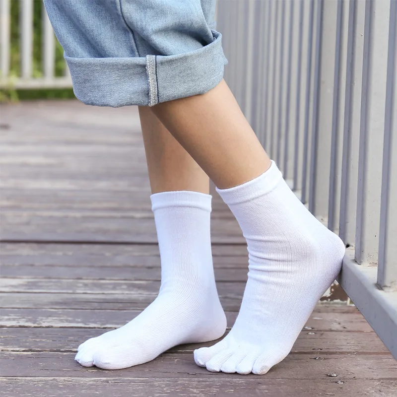 6/12 Pairs Unisex Toe Socks Men/Women Five Fingers Socks Breathable 100% Cotton Sports Socks Black White Grey Split Toe Socks